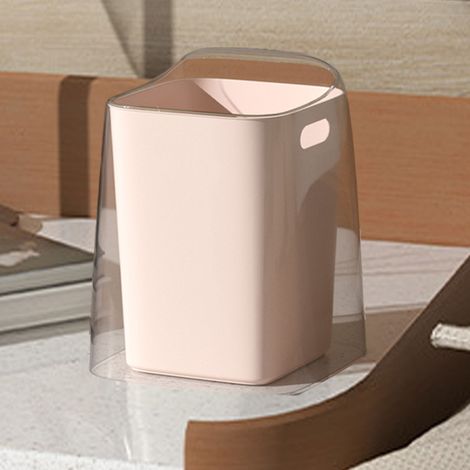 Poubelle de bureau sans couvercle, grande capacité, mini-poubelle de comptoir pour chambre ou salon, rose (1/5)