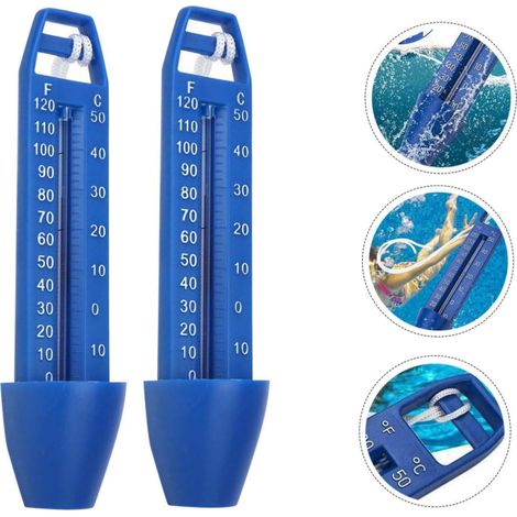 Thermomètre à eau incassable en 2 parties pour piscine, baignoire, bassin et étang - thermomètre flottant avec cordon pratique pour une utilisation intérieure et extérieure - Thermomètre de piscine (1/5)