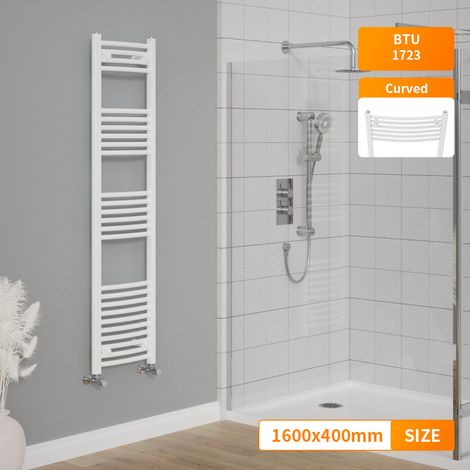 White Heated Towel Rail Designer Radiator Modern Bathroom Curved 1600x400mm (1/5)