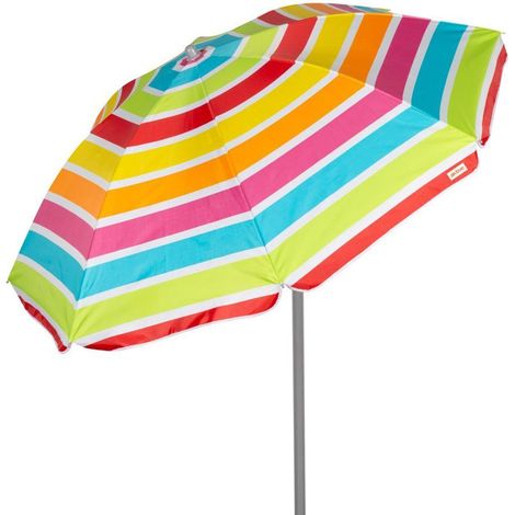 AKTIVE parasol 180 cm tubo 22/25 mm polyester anti-uv , Parasol 180 cm tubo 22/25 mm poliéster anti-UV rayas colores, una sombrilla ligera y práctica diseñada para ofrecer sombra y