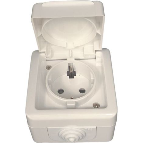 Spina Schuko Stagna da Superficie 10A 250V 2P+T Bianca