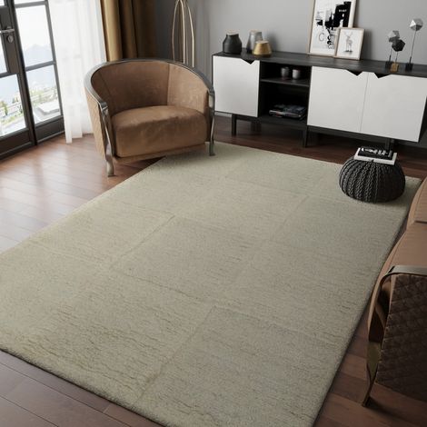 Tapis en laine Modern Merino - Tapis en laine  - 290x190cm, Rectangular - 100% Laine vierge - Tufté main - Blanc
