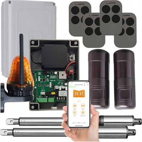 Kit per cancello a due ante DE250 2x2,5 m 400 kg Fotocellula Wi-Fi 4 telecomandi (1/5)