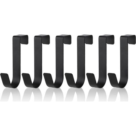 Crochets Porte-Serviettes Salle de Bain – 6 Pièces en Acier Inoxydable, Sans Perçage, Fixation pour Verre 1.3 cm – Noir Mat (1/5)