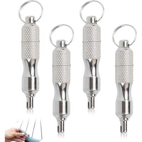 Lot de 4 Clés pour Noyau Valve Pneu, Outil Démontage Universel Auto, Moto & Vélo, Vidange Pratique Pression des Pneus, Petit Portable - (1/5)