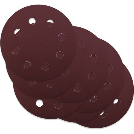 Lot de 50 disques abrasifs 125mm velcro 8 trous, grain 1000, papier ponce floqué pour ponceuse orbitale excentrique (1/5)