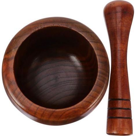 Hachoir à Épices en Bois Ensemble de Mortier Et Pilon à L'ail Bol de Broyage Pot de Broyage Hachoir à L'ail Presse-Épices à A64 (1/4)