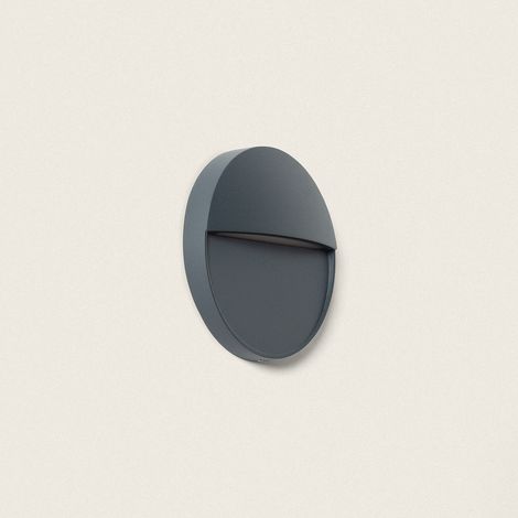 Applique Murale Extérieure LED 3W Saillie Rond Jade 4000K Gris foncé Blanc neutre (1/5)