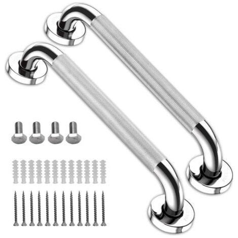 Lot de 2 barres d'appui de douche pour salle de bain pour personnes âgées, poignées de sécurité antidérapantes en acier inoxydable pour salle de bain, cuisine, toilettes, marches extérieures (1/4)