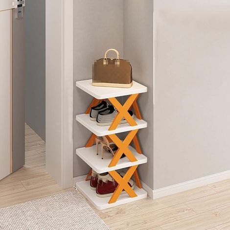 Enowelir Étagère à chaussures étroite, support de rangement vertical pour chaussures, étagère à chaussures multifonctionnelle pour entrée, chambre à coucher, salon (couleur : orange) (1/5)