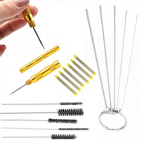 Rosfix Punch + Bacchette di pulizia, spazzole per la pulizia della pistola di verniciatura 5 pz. + Bacchette di pulizia in metallo 5x + Filtro Rosfix Finger 100 mesh, giallo per unità di verniciatura