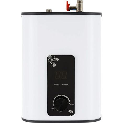 HAUTOUR Mini chauffe-eau instantané 8 l avec affichage LED 1500 W - Petit chauffe-eau instantané - Chauffe-eau électrique de 0 à 65 °C - Montage mural - Autonome