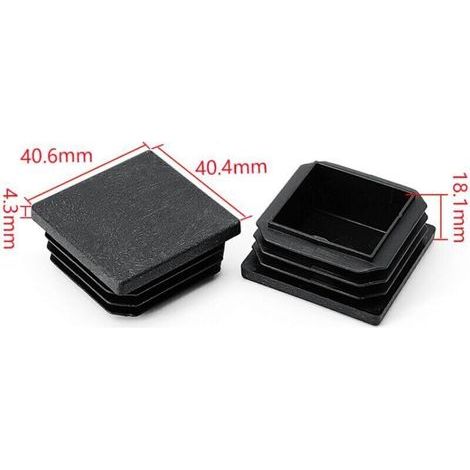 Lot de 12 Embouts Carrés à Lamelles 40 x 40 mm Noir pour Tubes Métalliques Chaises Étagères et Structures en Acier (1/5)