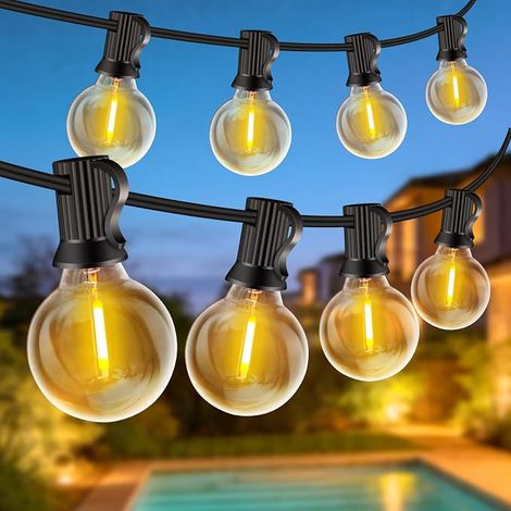 Luci a stringa per esterni Rintea da 30 m, 50+3 lampadine G40, infrangibili, plug & play, impermeabili, luci a stringa LED collegabili, per giardino, balcone, casa, matrimoni, feste, Natale [bianco ca (1/5)