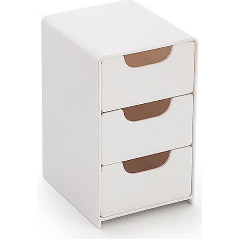 Piccolo organizer per cassetti in acrilico, organizer da scrivania a tre strati bianco per articoli da ufficio, mini organizer per cassetti, organizer da scrivania per cosmetici/gioielli. (1/3)