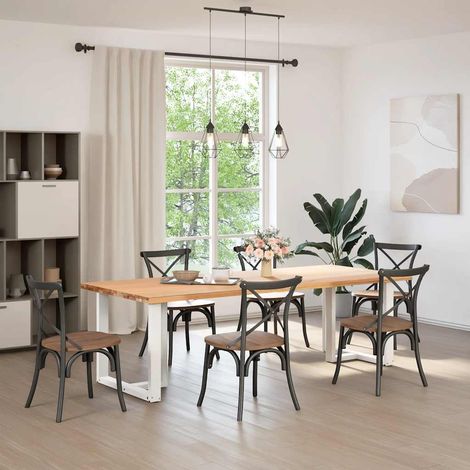 Maison Exclusive - Esstischbeine T-Form 2 Stk. Weiß 70x35x(72-73)