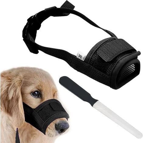 Muselière pour Chiens,Muselière Souple Réglable pour Chiens Nylon,Anti AboieMent Anti-Morsure en Maille Douce et Respirante,Moyens et Museliere Petit (1/5)