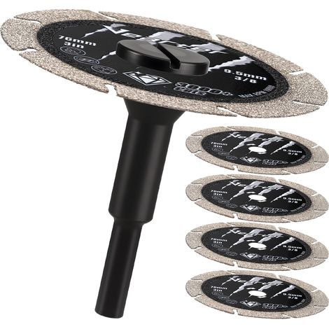 Lot de 5 disques à tronçonner diamantés de 76 mm Double face Pour meuleuse droite perceuse électrique à main Avec mandrin de 6 mm Pour fer acier fonte (1/5)