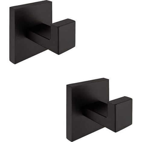 Badhaken, schwarzer Handtuchhaken, 2er-Set, Wandmontage, Edelstahl SUS304, einzelner Kleider-/Mantelhalter (1/5)