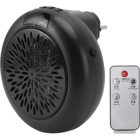 Mini radiateur électrique noir à chauffage rapide et utilisation simple. Chauffage soufflant de table, prise UE, 110-240 V, 900 W. (1/5)