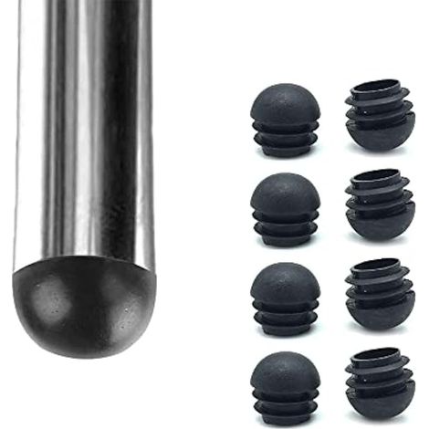 Zoyay Noir Moitié Sphérique Nervurés Bouchon en Plastique Embout à lamelles pour tubes, Rond Capuchon pour Pied de Chaisse/Meuble/Trampoline/Armoire/étagère/Chaise etc-8pcs19mm (1/5)