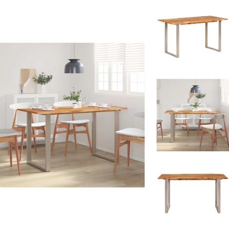 Esstisch 140×70×76 cm Akazie-Massivholz - Industrieller Esstisch - Esstisch Massiv Holz - Holztisch - Wohnzimmer Dekoration - Küchenmöbel (1/5)