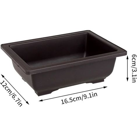 Pot de fleurs rectangulaire en plastique pour bonsaï (taille S, voir photo). Vase rectangulaire ou carré pour plantes, plateau, décoration extérieure et accessoires de culture. (1/4)