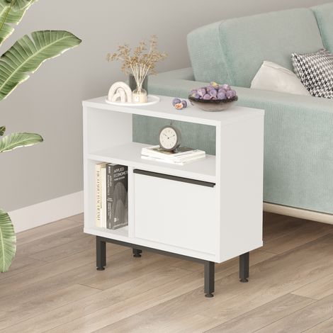 Tavolino Laterale da Divano Vesanto 60 x 60 x 26 cm - Bianco [en.casa]