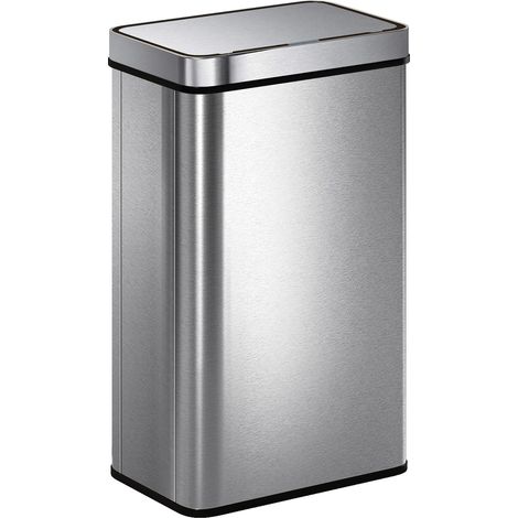 60-Liter-Sensor-Abfalleimer mit Soft-Close-Deckel, automatischer Küchenabfalleimer aus Edelstahl, Silber