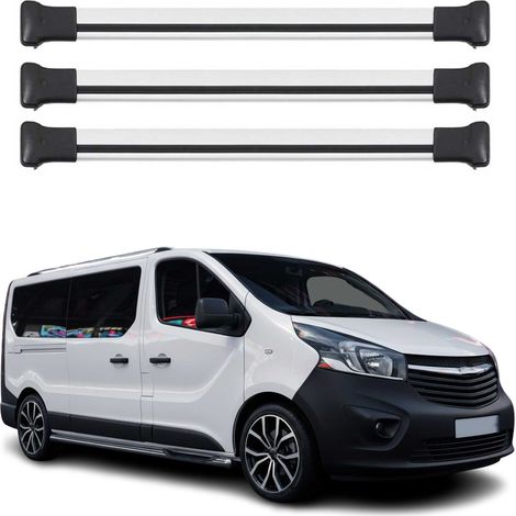 OMAC Barres de toit en aluminium pour Fiat Talento 2016-2020 – TÜV / DIN 75302:2019 – Charge max 75 kg – 3 barres Argent (1/4)