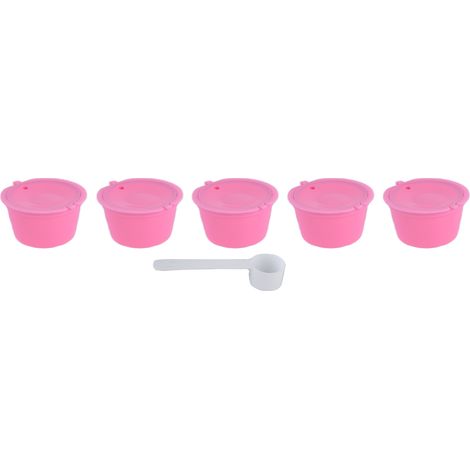 5-teiliges wiederverwendbares 50-ml-Kaffeefilterset mit Löffel für Dolce Gusto Maschinen – Rosa (1/5)