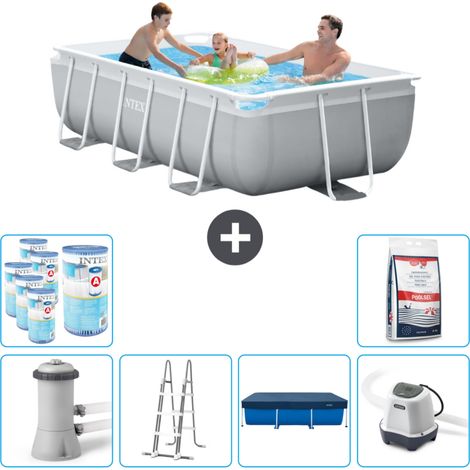 Intex Rechteckiges Prisma-Rahmen-Schwimmbecken – 300 x 175 x 80 cm – Grau –  Inklusive Zubehör CB55 (1/5)