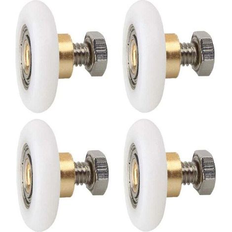 pair 4 pièces salle de douche simple convexe roulement en cuivre poulie à billes cuivre acier inoxydable filetage plastique salle de bain salle de douche rouleau (1/5)