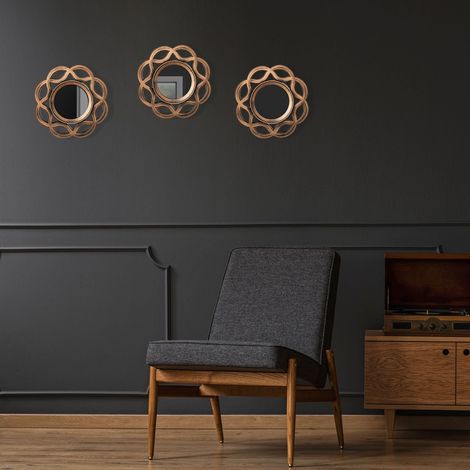 Set di specchi da parete in stile vintage 25 cm oro e nero