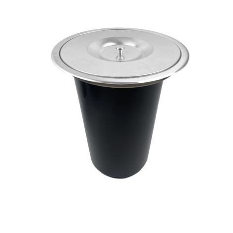 Poubelle intégrée aux plans de travail, avec couvercle en acier inoxydable, 5L, en noir