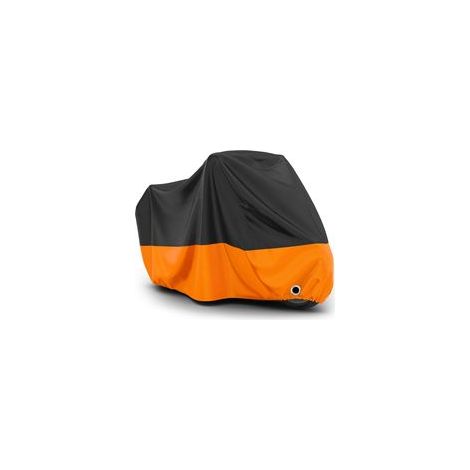 Funda para motocicleta XXL 245 x 105 x 125 cm – Negro/Naranja – Tejido 210D resistente al agua – Resistente a la intemperie y al frío – Resistente al polvo – Uso exterior (1/5)
