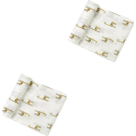 2pièces Couverture Emmaillotage Mousseline De Coton Né Giraffe Douce Et Légère Idéale pour Envelopper Les Bébés Parfait pour Douches De Garçon Fille Garçon Et Fille (1/5)