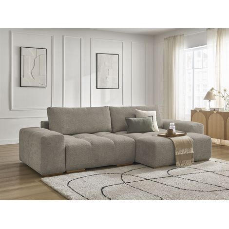 BOBOCHIC - Canapé d'angle réversible ANAKIN tissu bouclette Réversible Taupe (1/5)