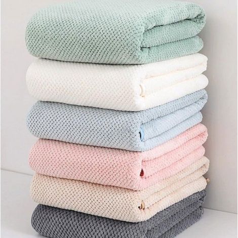 Serviettes, draps de bain, drap de bain, grande serviette de bain en polaire corail - serviette de plage douce à séchage rapi Femeo (1/4)