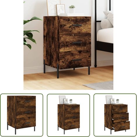 The Living Store Nachttisch Räuchereiche 40x40x66 cm Holzwerkstoff - Nachttisch - Wohnzimmermöbel - Beistelltisch - Holzwerkstoff - Eichenfarben (1/5)