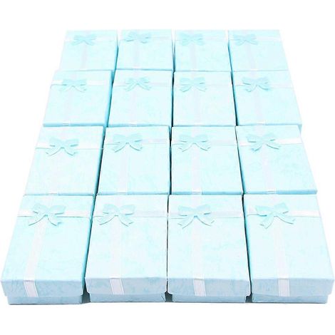 16 boîtes cadeaux en papier pour bijoux, bagues, petites montres, colliers, boucles d'oreilles, bracelets (bleu ciel) (1/5)