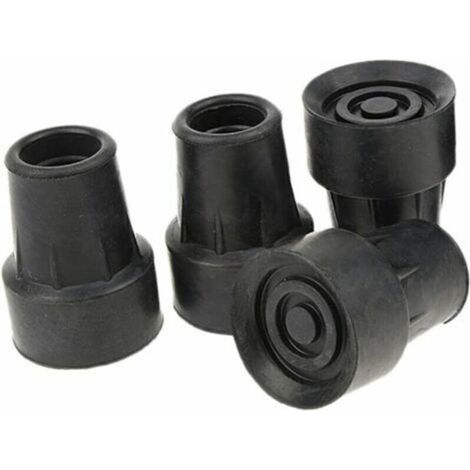 Paquete de 4 puntas antideslizantes estándar para bastones, puntas de goma negra - 19 mm (1/4)