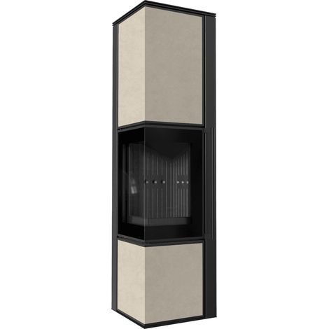 Kaminofen aus Stahl KRATKI TORA/L 8 kW Ø 150 Quarzsinter FOKOS SALE schwarz Verkleidung (1/5)