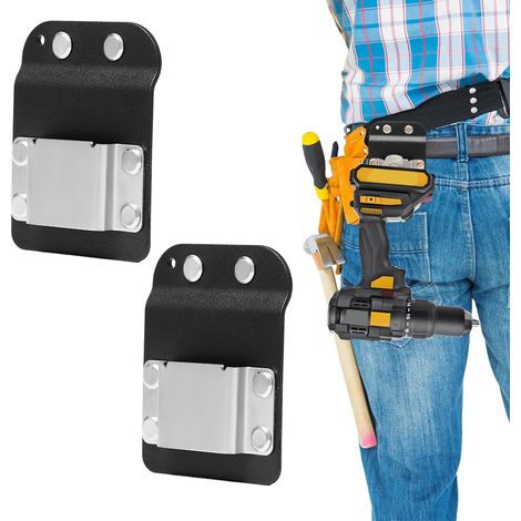 Portaherramientas de 2 piezas para cinturón, destornillador, taladro y martillo, con clip para cintas métricas y taladros. (1/5)