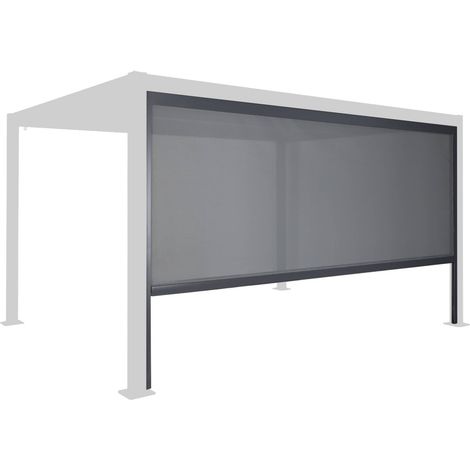 Sweeek – Store latéral 4m pour pergola bioclimatique – Toile textilène anthracite – Aluminium anti-rouille – Résistance au vent 36 km/h (1/5)