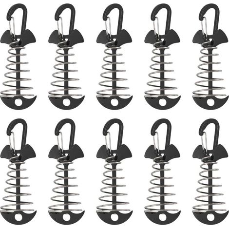 Piquets d'ancrage de terrasse, 10 pièces en alliage d'aluminium coupe-vent avec boucle à ressort, ancre portable pour le camping en plein air (1/5)