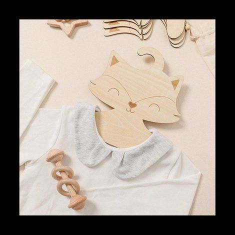 Cintre Enfant - Bois Naturel - Forme Dessin Animé - Pour Chambre D Enfant - 10 Unites (1/5)