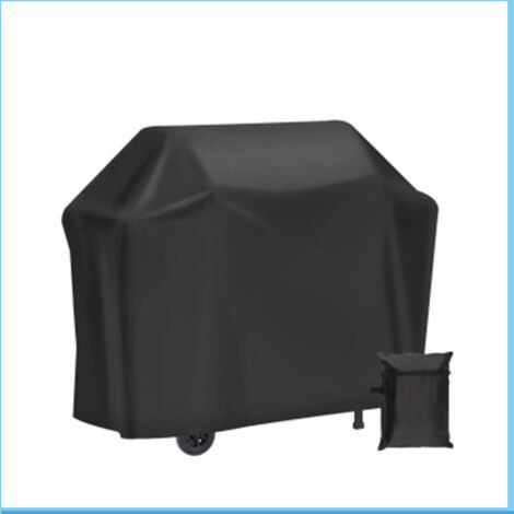 BBQ Cover, Heavy Duty 210D Oxford Tarpaulin Cover Gas BBQ Protection, Windproof/UV/Waterproof/Dampproof/Dustproof Grill Cover 147x61x117cm Black (1/4)