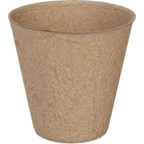 Lot de 120 godets de semis biodégradables pratiques jardinage terrasse 7,5 x 8 cm en cellulose naturelle (1/4)