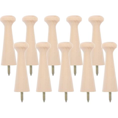 10 crochets muraux bois, pour entrée, à visser, rangement (1/5)